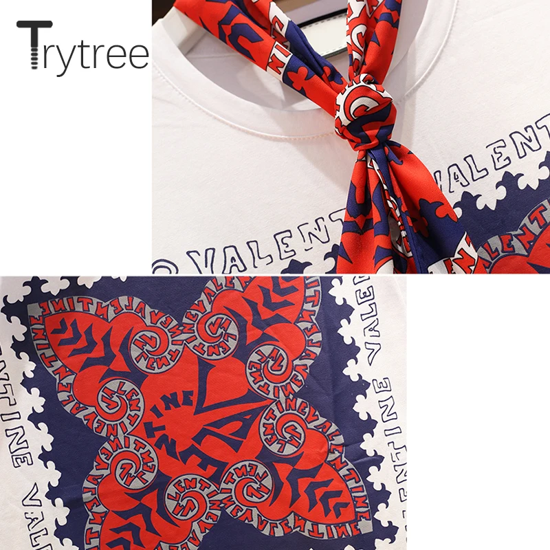 Trytree летний женский комплект из двух предметов модный шарф с круглым вырезом и