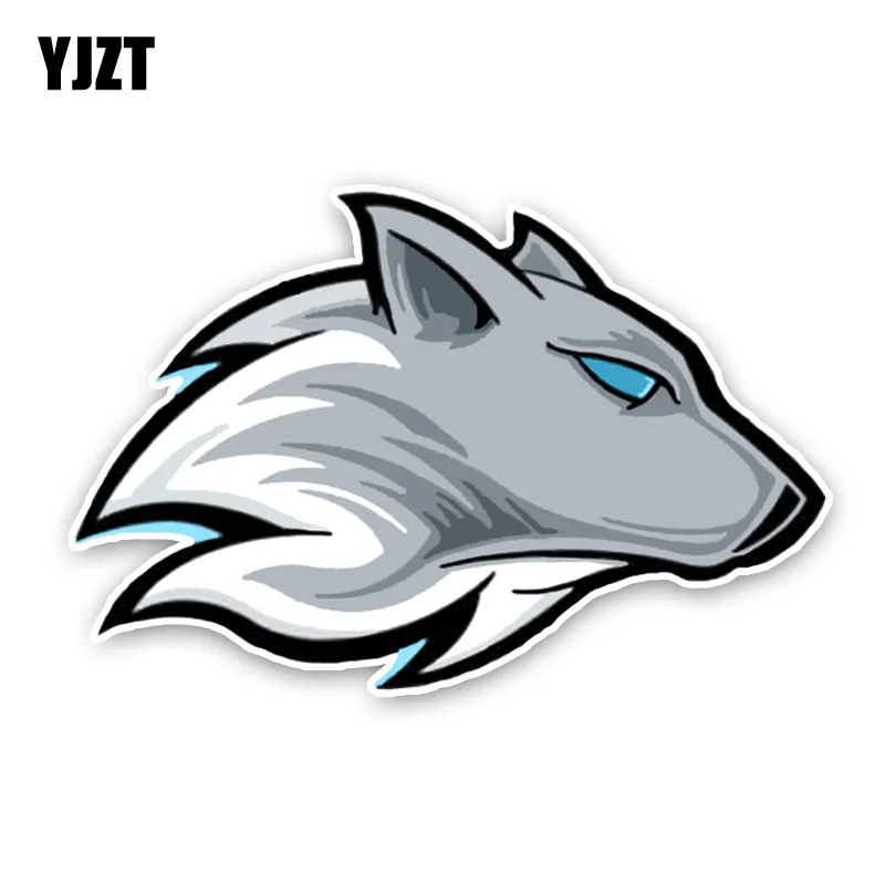 

YJZT 15.2*10.1CM Fashion Lovely Wolf Head Motorbike Decals Colored Cartoon PVC Car Sticker Decoration Graphic C1-5474