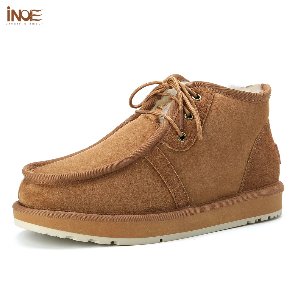 Мужские зимние ботинки на шнуровке из натуральной овечьей кожи|boots snow boots|boots