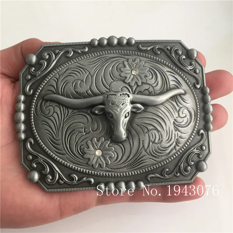 Retail 100% Brand New Fashion cool bull head belt buckles 115*90mm Silver Metal Fit 4cm Wide Belt Men Women Jeans accessories