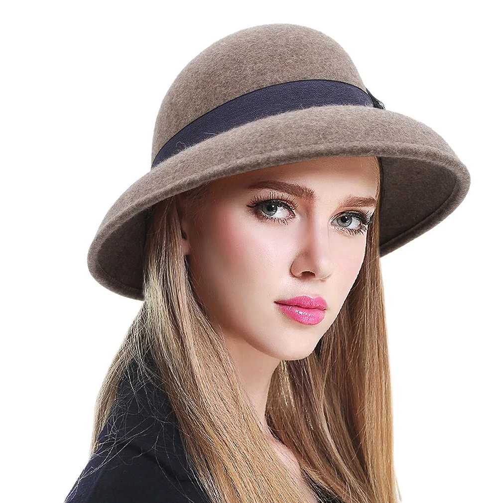 

Spring Fedoras Hat Lady French Retro Wool Basin Fedoras Cap Adult Women Casual Elegant Church Party Outdoor All-match Hats H7232