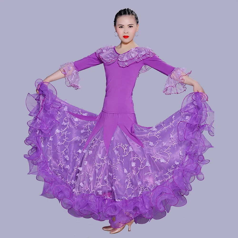 

2020 Sexy Lady Ballroom Dance Costumes Top&Skirt 8 Colors IceSilk Women Adult Professional Jazz Suit Tango Latin Dress DW0038