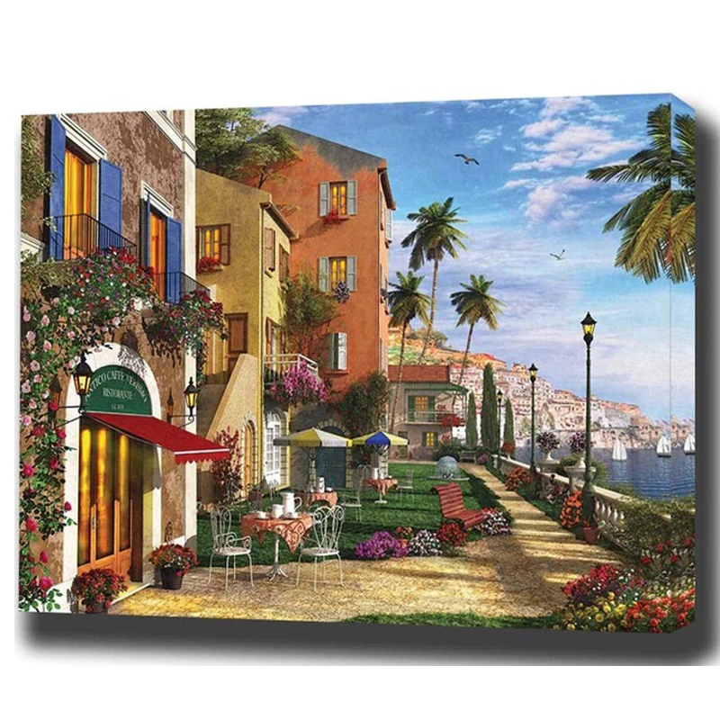 3d вышивка крестиком сделай сам алмазная живопись пейзаж Морской деревни