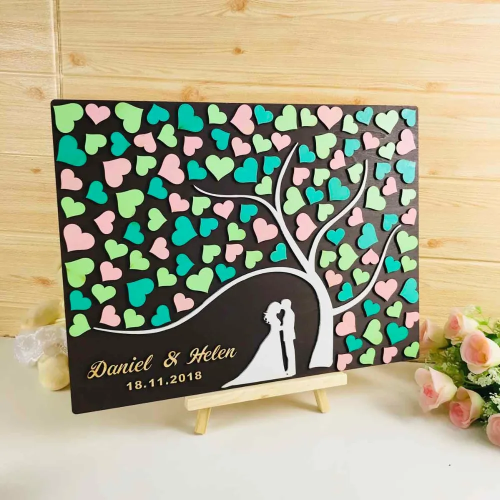 

Personalized wedding guest book alternative 3D Rustic wedding guestbook sign Bride and Groom Custom wedding colors Decor theme