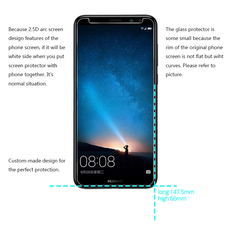 2 шт. закаленное стекло для Huawei Nova 2i защита экрана 9H 2.5D Защитная пленка [ |