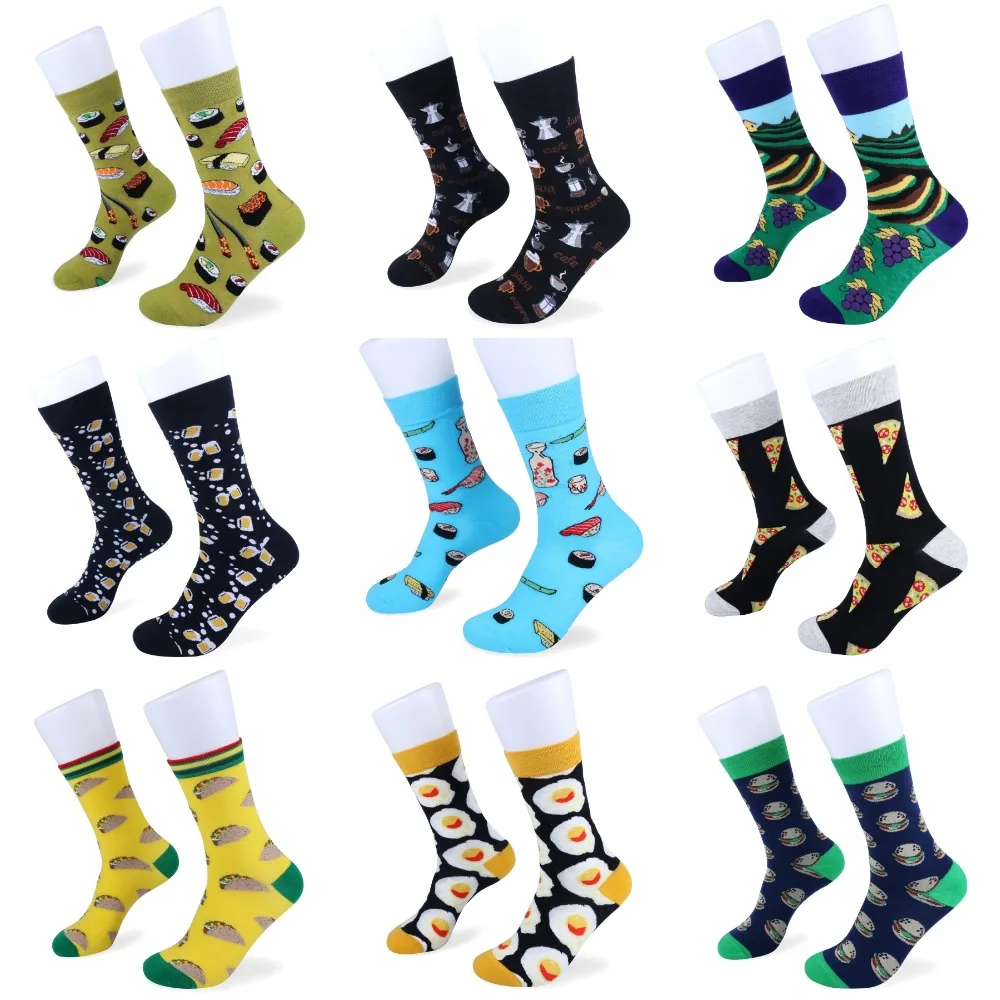 Новые модные носки художественный стиль суши медведь кофе гамбургер яйцо узор