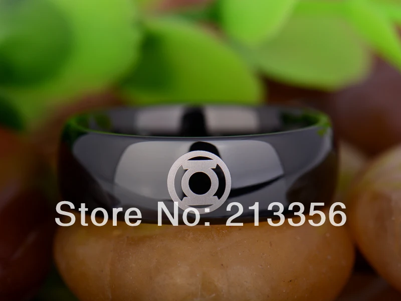 Кольцо из вольфрама и твердого сплава для свадьбы 8 мм черный купольный Зеленый