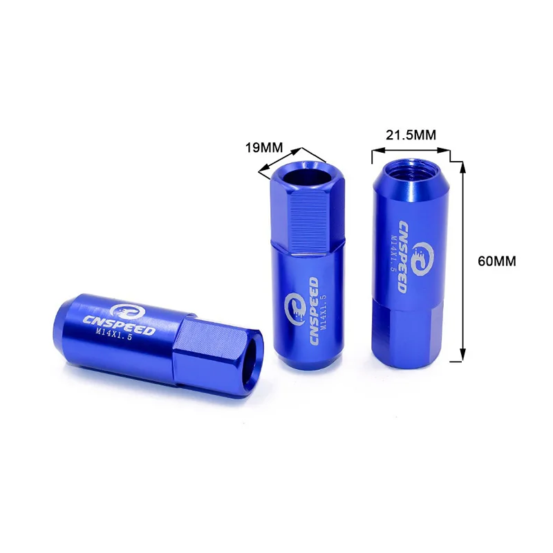 Hot 20 Pcs 60mm Long Lug Nut Car Tire Modified Lightweight Nut M14X1.5 JLD