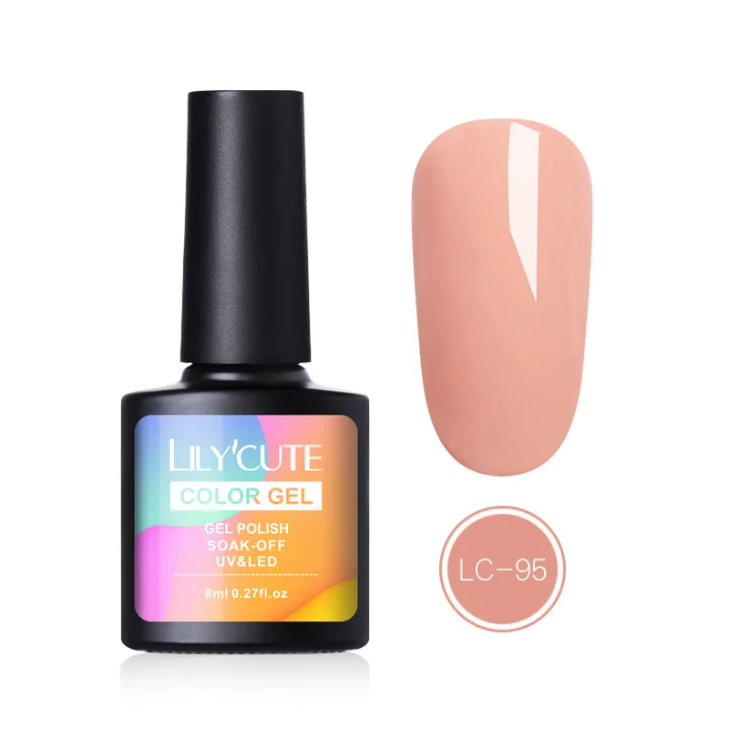 LC 95 LILYCUTE 8 мл гель для ногтей с блестками лак для живого кораллового апельсина чистый цвет для ногтей Полупостоянный отмачиваемый УФ светодиодный гель лак для ногтей - Цвет: LC 95