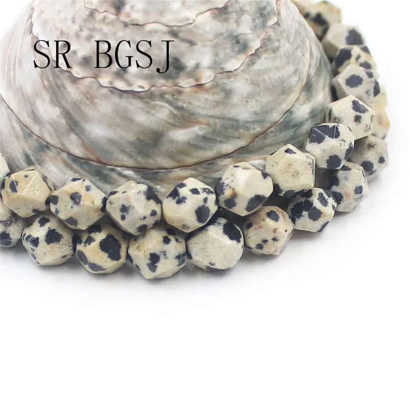 Free Shipping 8mm Faceted Round Polygonal Dalmatian Jaspers Natural Gems Stone Loose Beads Strand 15&quot | Украшения и