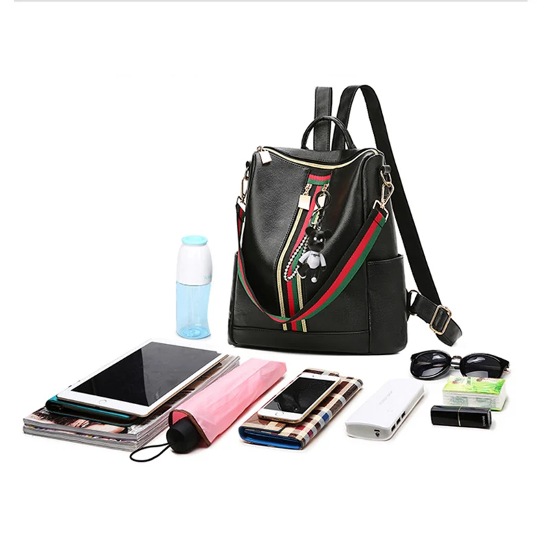 Корейская Новая мода 2018 женские сумки в красную и зеленую полоску для школы