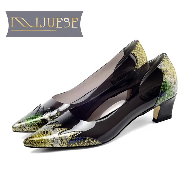 MLJUESE/женские туфли-лодочки Сезон осень-весна Женские туфли из коровьей кожи с