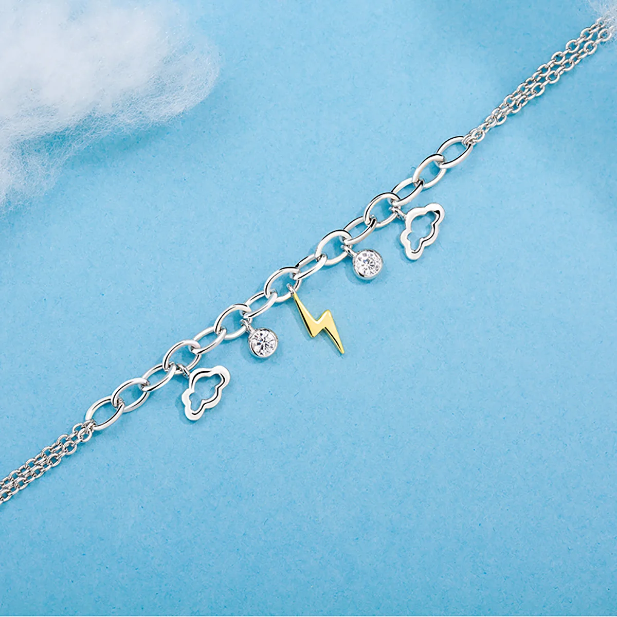 925 браслет Серебряный Классический Fine Jewelry 2018 подарок оригинальный дизайн 18 К Gold Lightning серебро женский|Гибкие