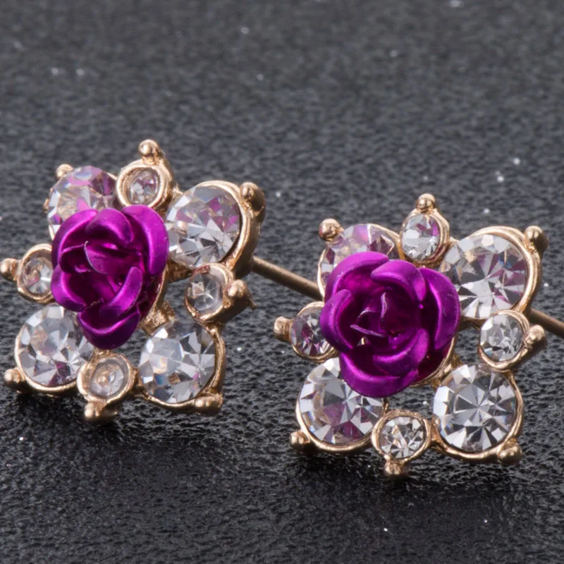 Серьги гвоздики с кристаллами Boucle d'oreille Femme модные серьги цветком для женщин