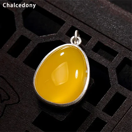 Chalcedony Натуральный самоцвет халцедон Будда мантра лотоса письмо кулон S990 стерлингового серебра Для женщин Цепочки и ожерелья подвеска ювелирные изделия P010 - Цвет камня: Chalcedony
