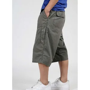 Лето 2017 г. до середины икры Длина штаны Новое поступление мужская карго штаны размера плюс XL XXXL 4XL 5XL 6XL человек носить Армейский зеленый