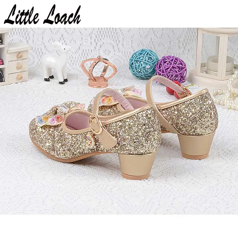 

Spring Autumn Elegant Dress Shoes Fancy Slippers For 3-12Years Girls Wedding Dancing Ballet Sandals Kids Rhinestone Heels Shoes