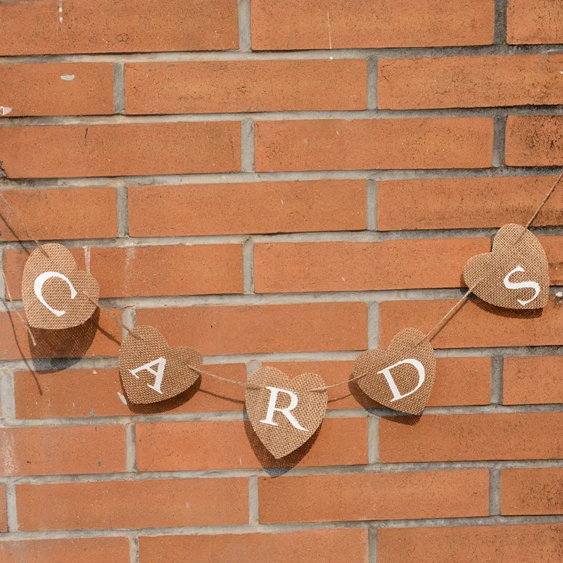 1 шт. джутовые карты для жениха невесты любовь сердце мини флажки флаг подвесные