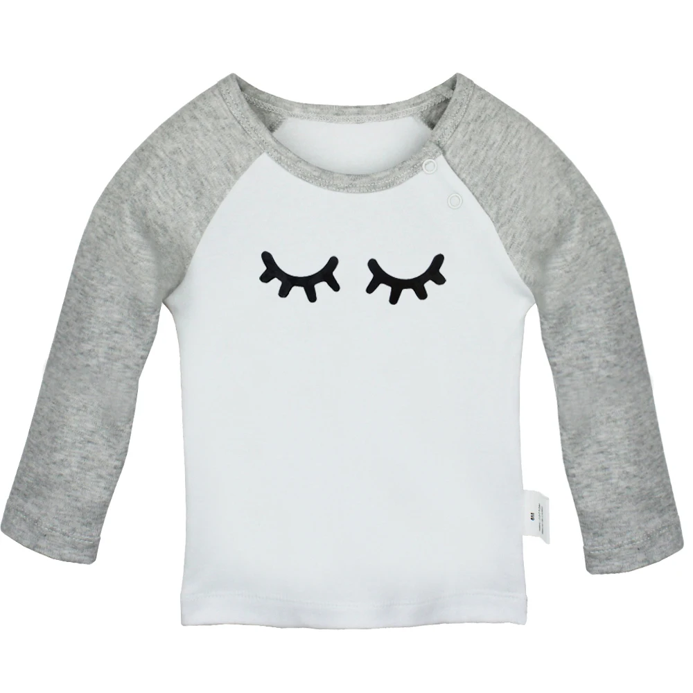 Футболка с длинным рукавом для новорожденных рисунком ресниц и глаз| |