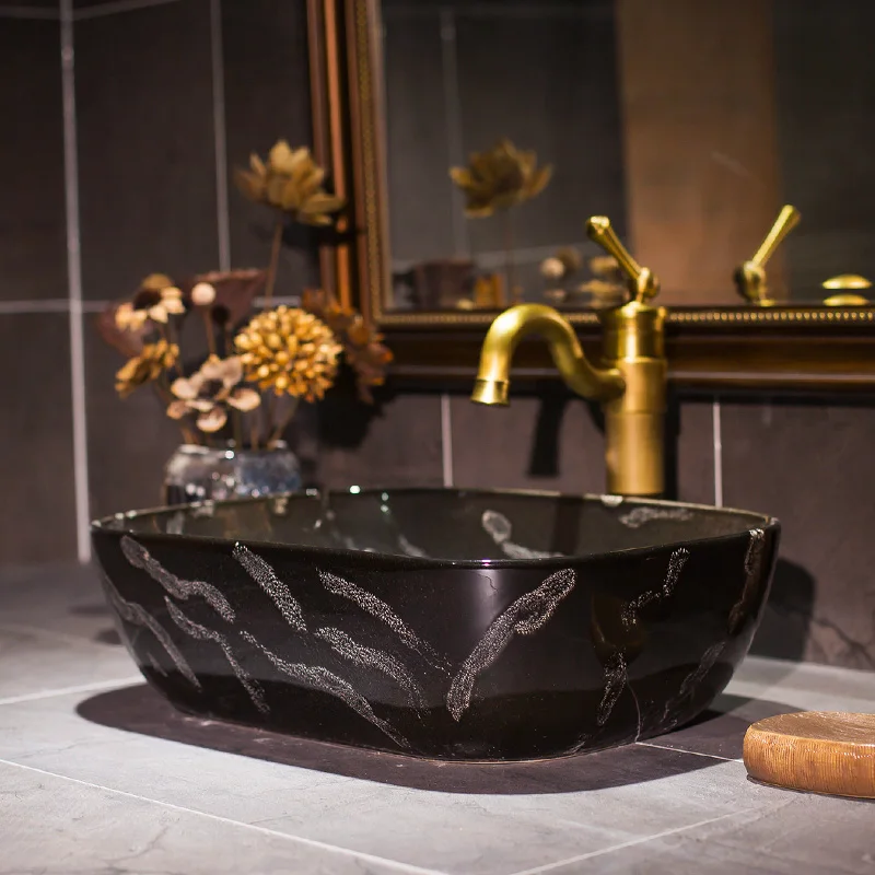 Высокотемпературные глазурованные lavabo Бытовые Маленькие квадратные керамические художественные раковины