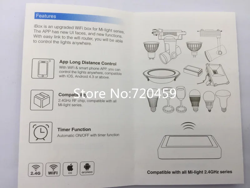 Mi-светильник Led WiFi box 2,4G беспроводная Wifi коробка с регулируемой яркостью Приложение iOS Android пульт дистанционного управления для лампочка milight и контроллер IBOX2