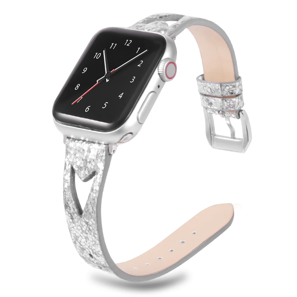 Кожаный ремешок для apple watch 40 мм 44 iwatch 38 42 Блестящий из натуральной кожи 4 3 2 1