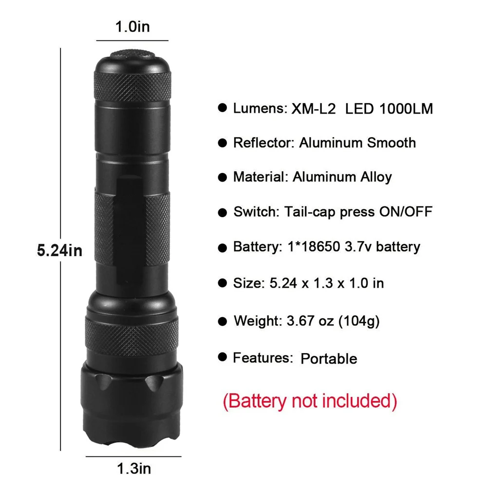 502Z CREE XM L2 1000 люмен 18650 Zoom Spotlight 1 Режим водонепроницаемый уличный фонарь для охоты