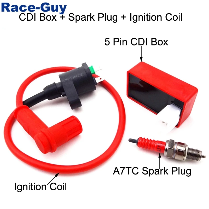 Катушка зажигания Red Racing + 5 контактов AC CDI Свеча A7TC для китайского квадроцикла CRF50