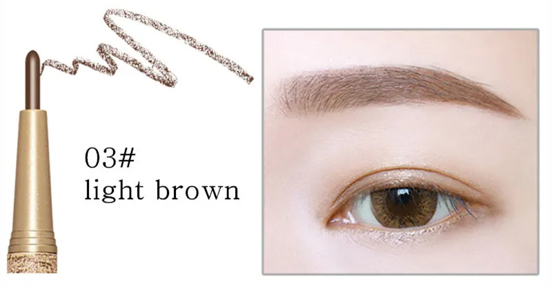 03 light brown NOVO, набор для макияжа глаз, ручка для бровей+ 3 шт, заправка+ 3 шт, трафареты для бровей, косметический, водонепроницаемый, натуральный оттенок, карандаш для бровей с кисточкой - Цвет: 03 light brown