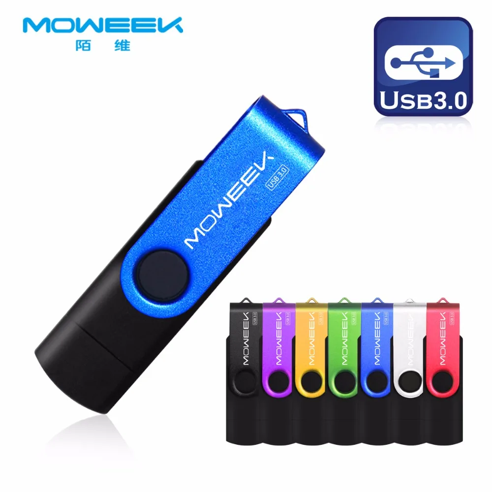 Moweek модный OTG флеш накопитель 128 ГБ USB3.0 32 Гб 16 металлическая Флешка 8 вращающаяся