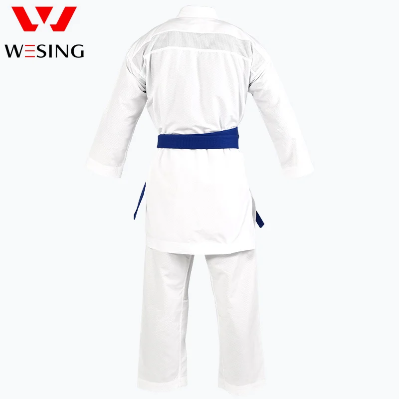 Фото Униформа для каратэ Wesing, форма для карате, белый костюм для Каратэ с ремнем, одобрено WKF, одежда для каратэ №3