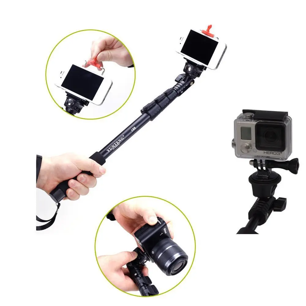 Селфи палка Yunteng 188 выдвижной ручной монопод телескопическая для Xiaomi yi GoPro Hero 2 3 4