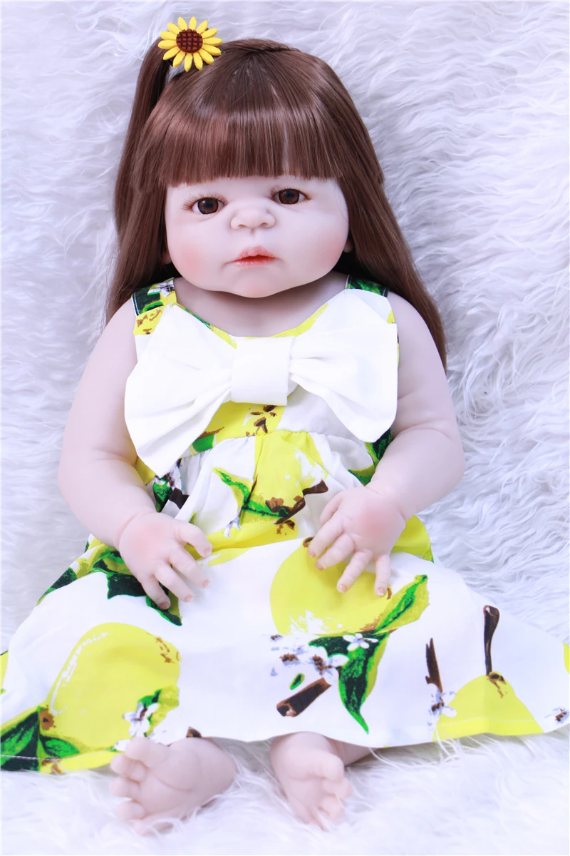 Полностью силиконовые куклы для новорожденных подарок bebe 22 дюйма Reborn menina de Silicone 55