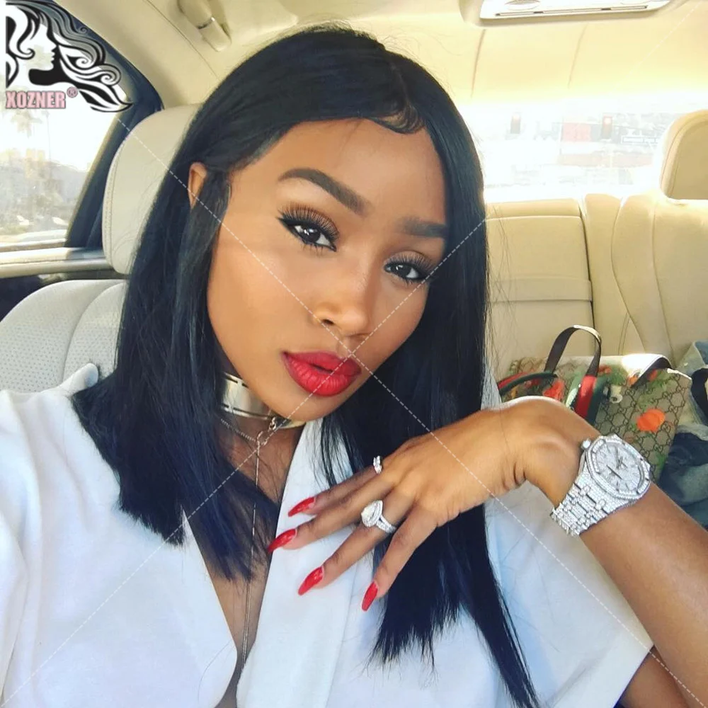 Боб Полный Шнурок Человеческих Волос Парики Для Чернокожих Женщин Кружева Перед