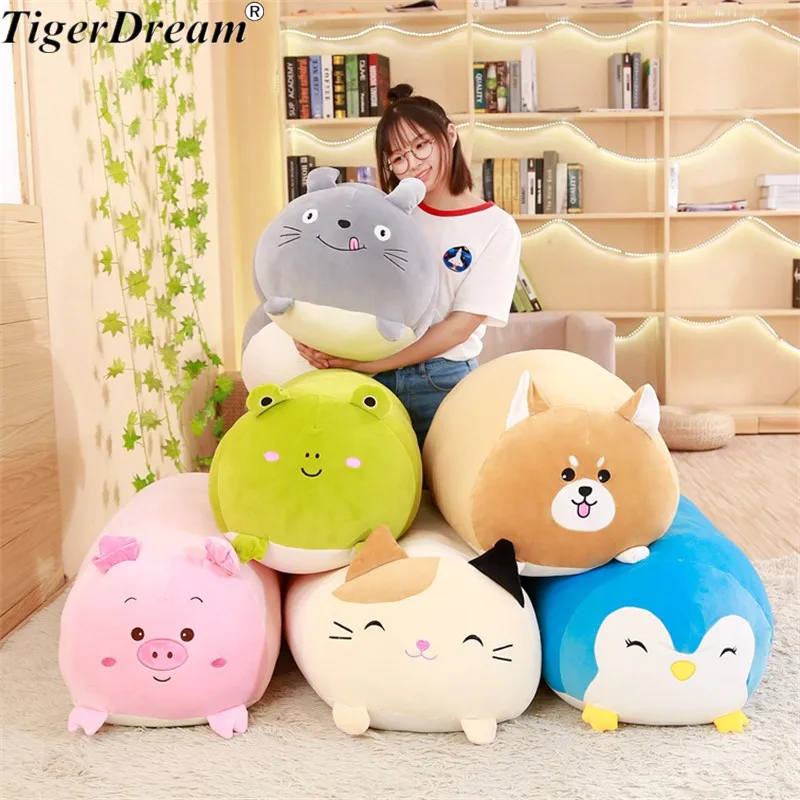 

New Soft Animal Cartoon Soft Pillow Fat Dog Cat Totoro Penguin Pig Frog Plush Toy Stuffed Cushion Cute Kids Birthyday Gift