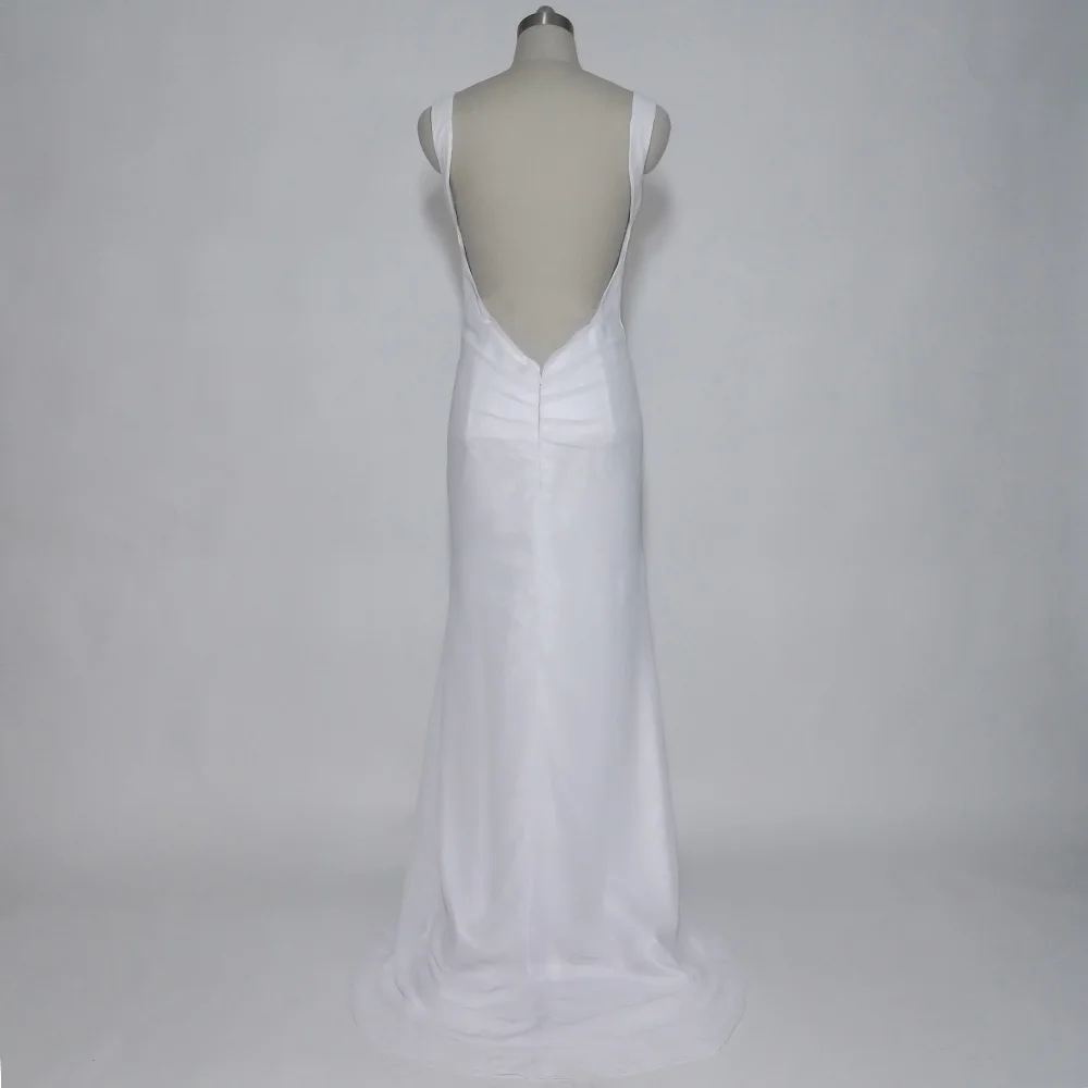 Женское пляжное свадебное платье JIERUIZE белое шифоновое с открытой спиной и низкой