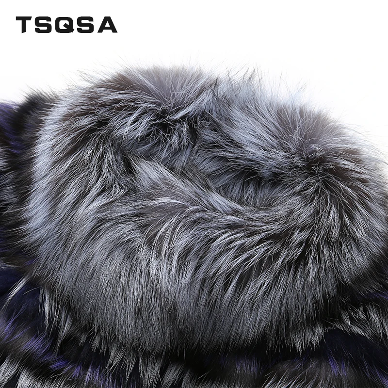 TSQSA Шуба Для Женщин Зима 2018 Натурального Серебра Фокс Пальто Леди Теплая Меховая