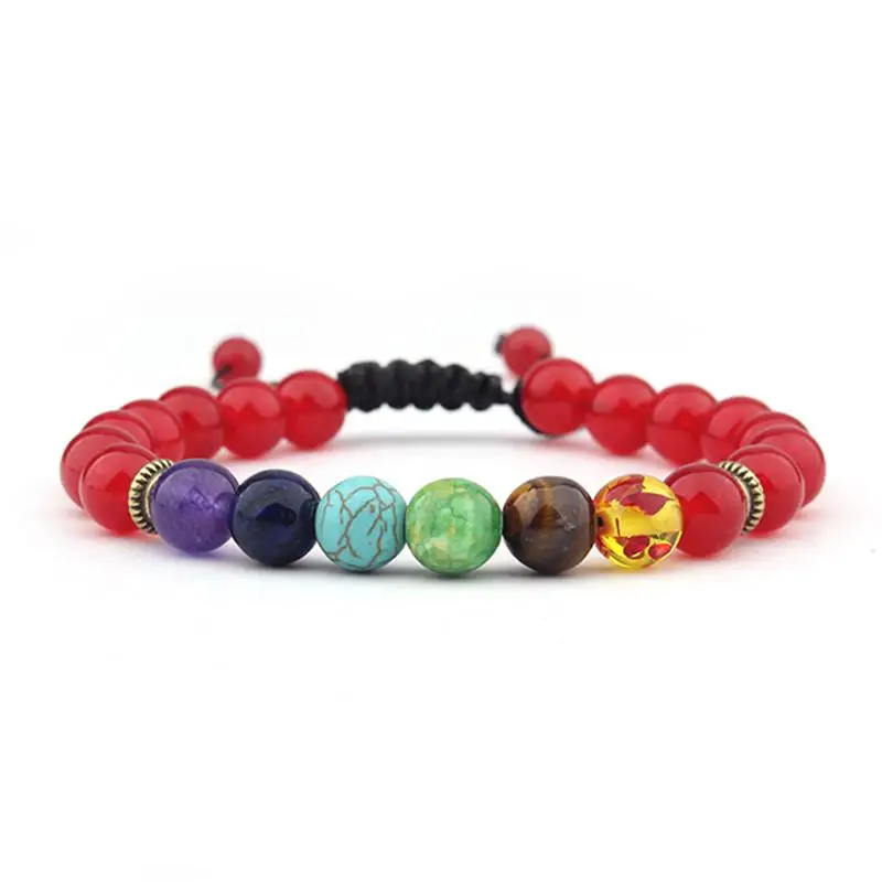 New weaving colorful volcanic lava rock bracelet hand-woven red a-gate beaded beads | Украшения и аксессуары