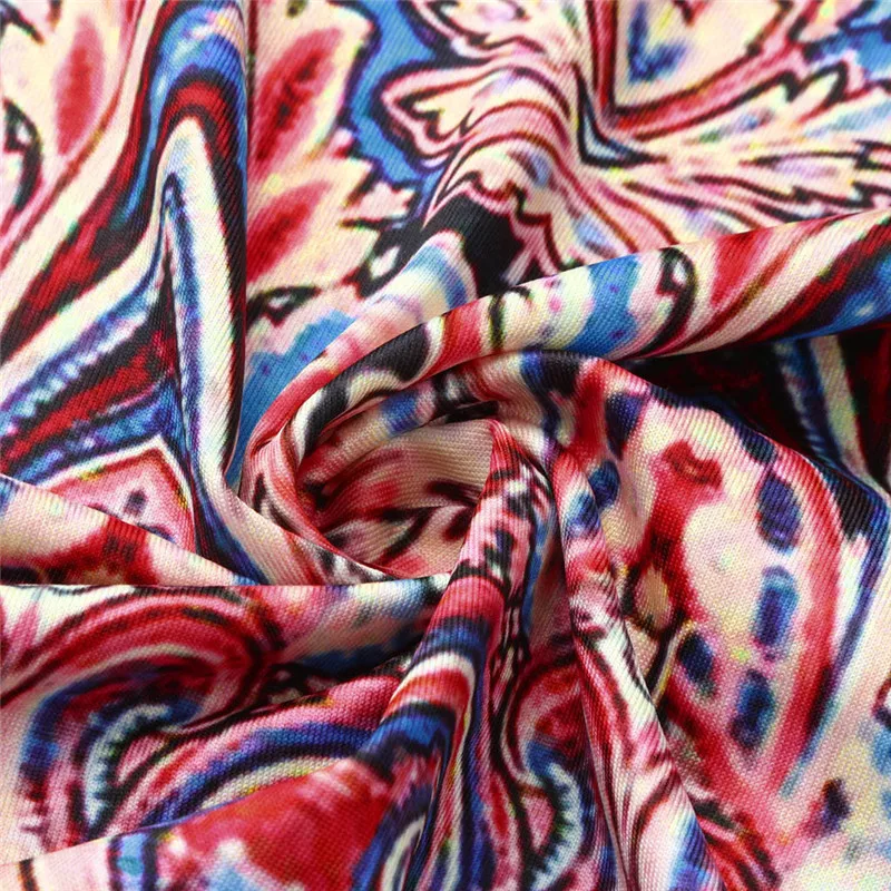 2019 Women's Summer Casual High Waist Bohemian National Wind Dress Print V-neck Bow Short Sleeve Q0129 | Женская одежда