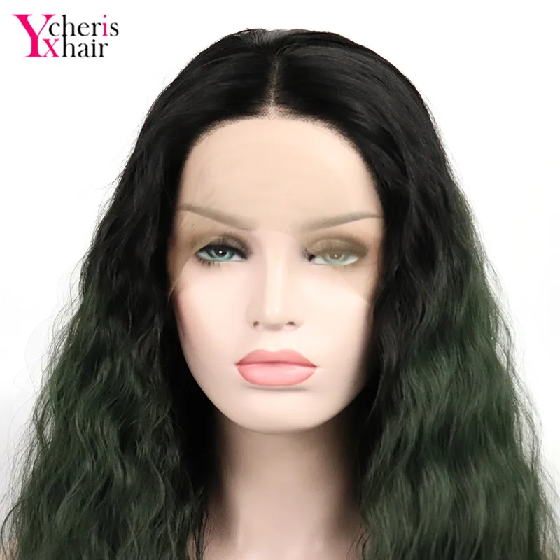 YXCHERISHAIR синтетические волосы на кружеве Искусственные парики темно зеленые для