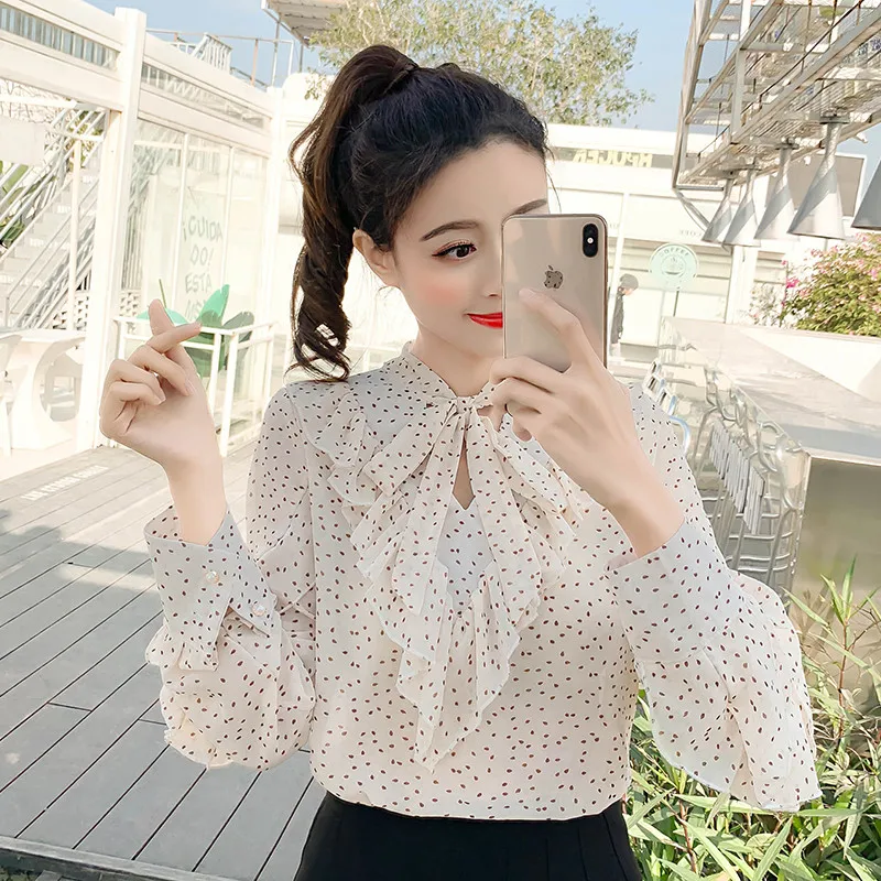 Blusas Mujer De Moda 2018 корейская модная одежда Femininas элегантная шифоновая блузка с