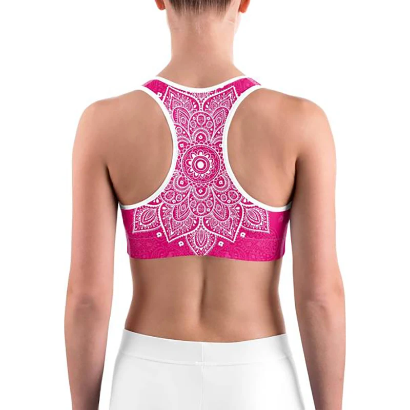 LI-FI Mandala Print Sports Bra High Stretch Breathable Top Fitness Women Padded for Running Yoga Gym Seamless Crop Bra Sport Bra