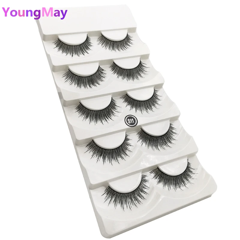 5 пар ресницы ручной леди Макияж природных Накладные Красота составляют мягкий