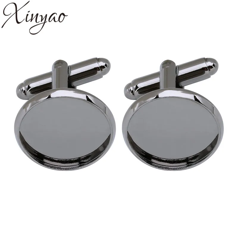 Зажимы для галстука черного цвета в форме диска запонки с пустой оправой шафера