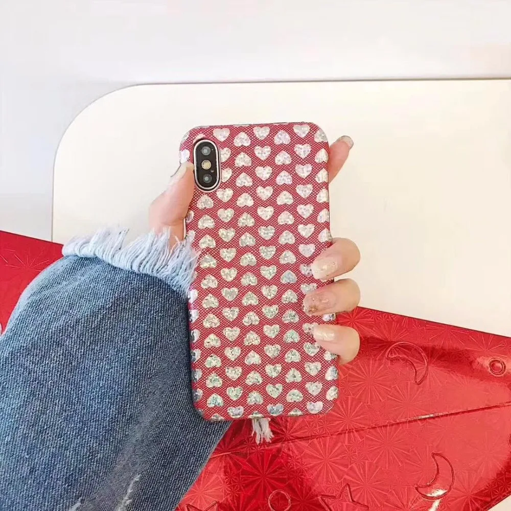 Супер модные лазерной Мерцающий порошок любовь Сердце Pattern Жесткий пластиковый