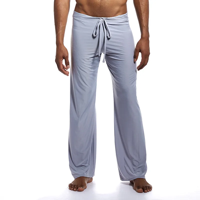 Men's Sleep Bottoms Casual Trousers Soft Smooth Sexy Male Pajamas Mens Pants Homewear Loose Sleepwear | Мужская одежда