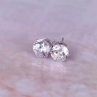 jingyang european and american earrings jewelry popular plating white copper enamel clips zircon female iron needle round earrin
