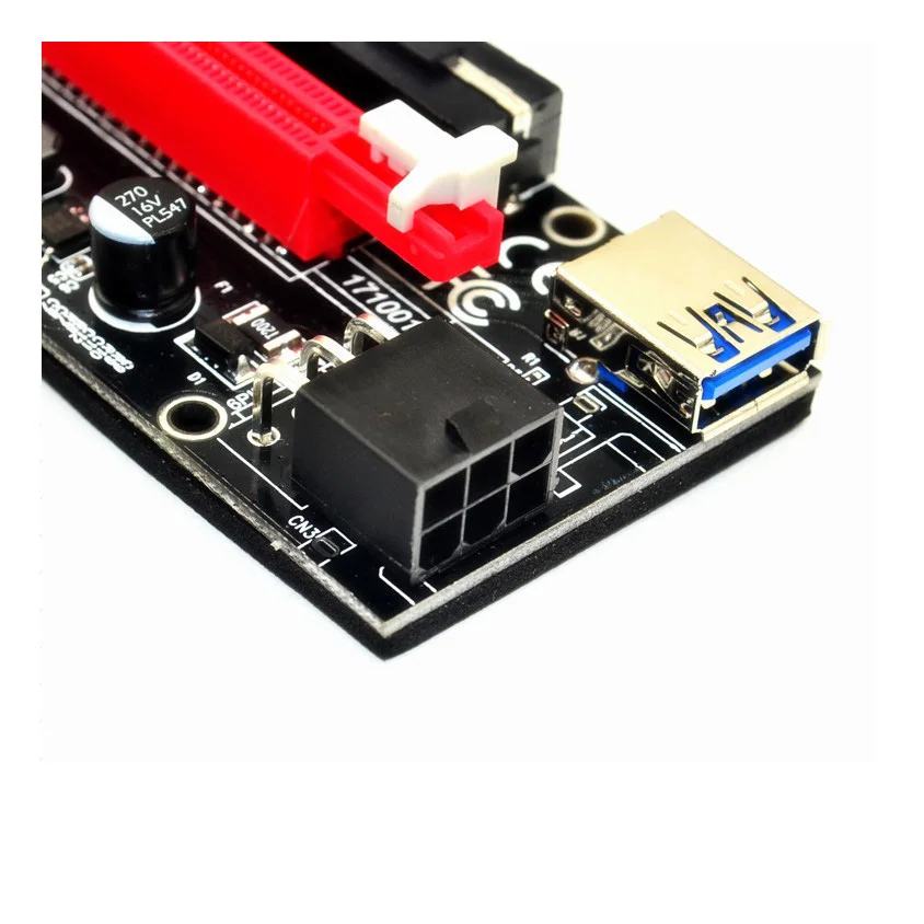 PCIE Riser 1X к 16X графическое расширение для майнинга GPU Power ed Adapter Card два 6PIN и Molex 3