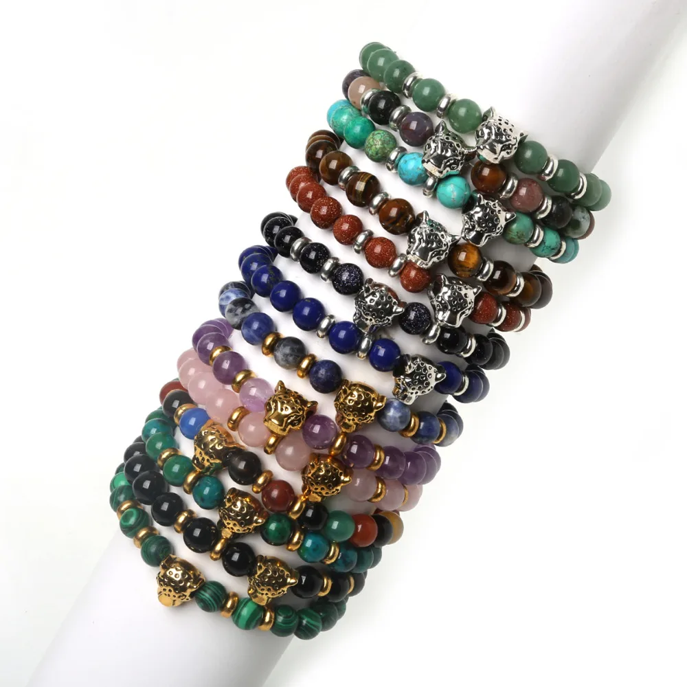 1 шт. браслет с подвеской в виде головы леопарда 8 мм | Украшения и аксессуары