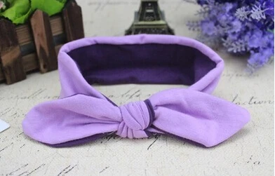 Повязка для волос с узелком кроличьи ушки двухцветная хлопковая лента бантом